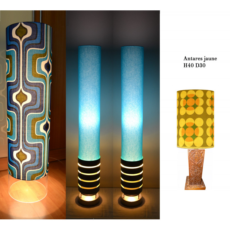 Lot : 1 lamp'tub Aquaman + 2 lampes laser bleu + 1 abat-jour Antares jaune H40 D30