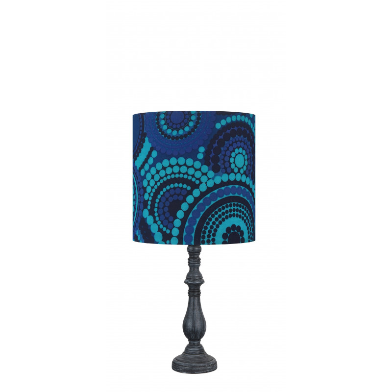 Lampshade Boheme bleu H33 D33 - 1970 tissue