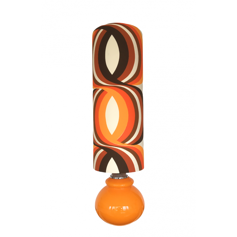 Lampe opaline orange Zéphira - tissu vintage