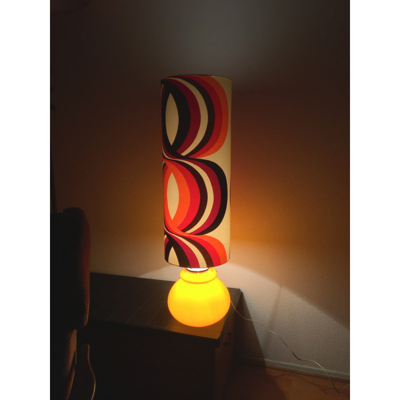 Floor Lamp orange opalin glass Zéphira - vintage fabric