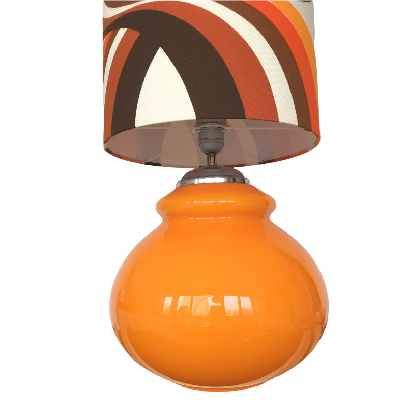 Lampe opaline orange Zéphira - tissu vintage