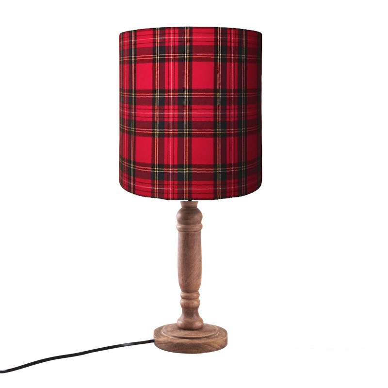 Abat-jour Tartan écossais rouge H30 D30 - tissu vintage