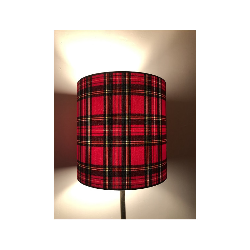 Abat-jour Tartan écossais rouge H30 D30 - tissu vintage