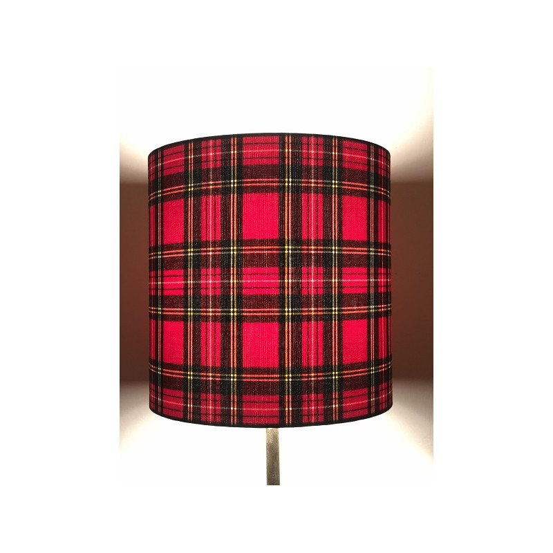 Abat-jour Tartan écossais rouge H30 D30 - tissu vintage