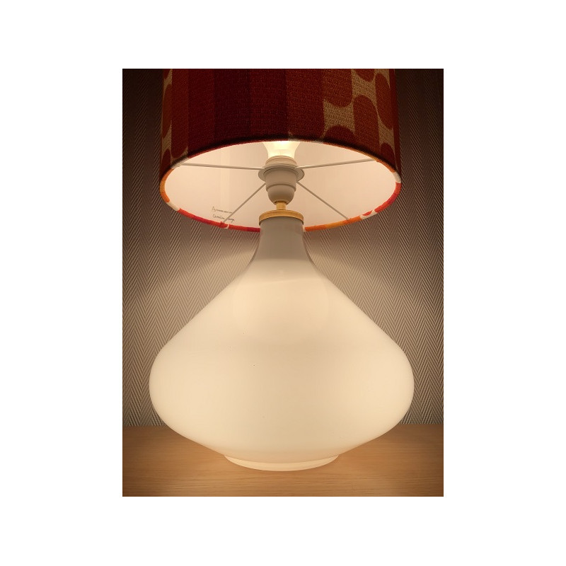 Lampe à poser Camaieuse - opaline tissu vintage