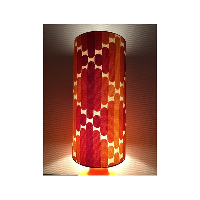 Lampe de table Camaïeuse - opaline orange et tissu vintage