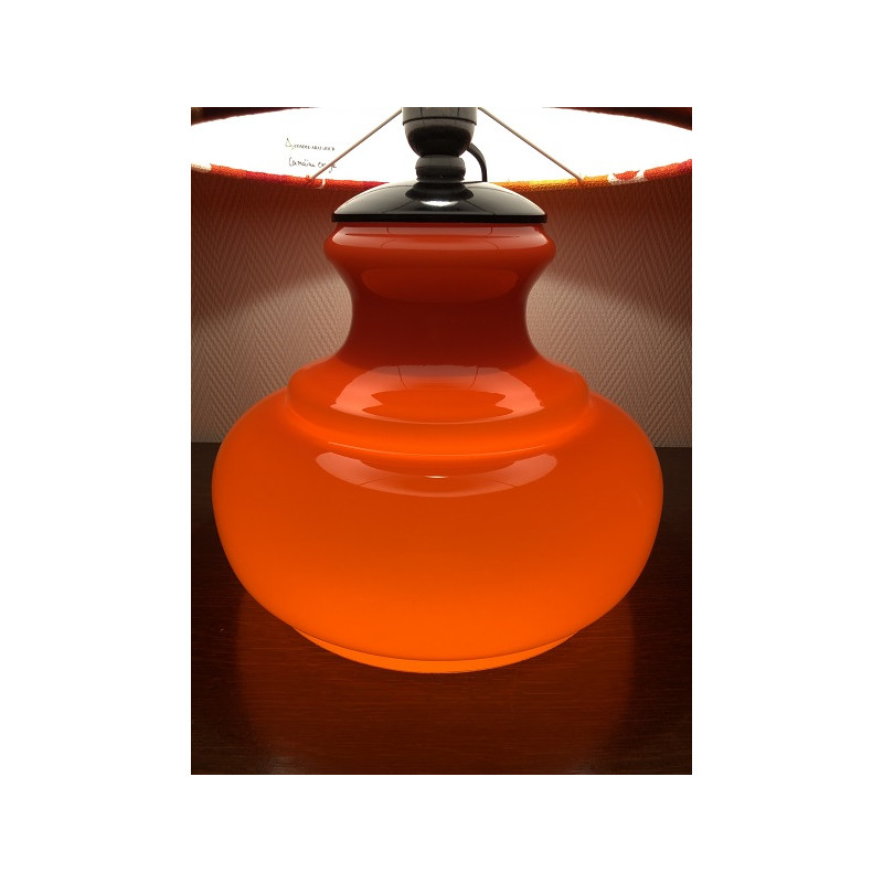 Desklamp Camaïeuse - glass opalin orange / vintage fabric