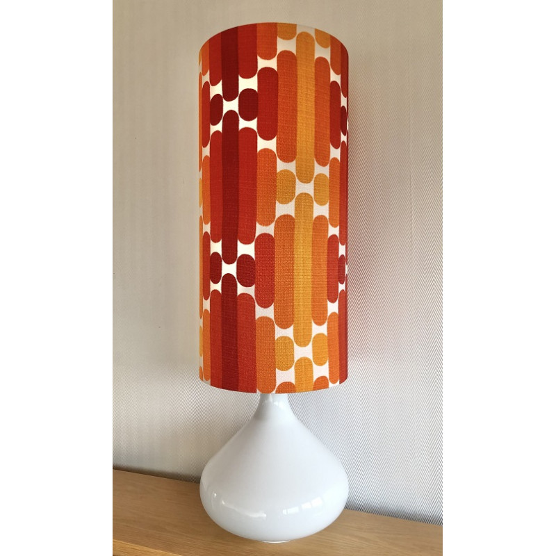 Lampe à poser Camaieuse - opaline tissu vintage