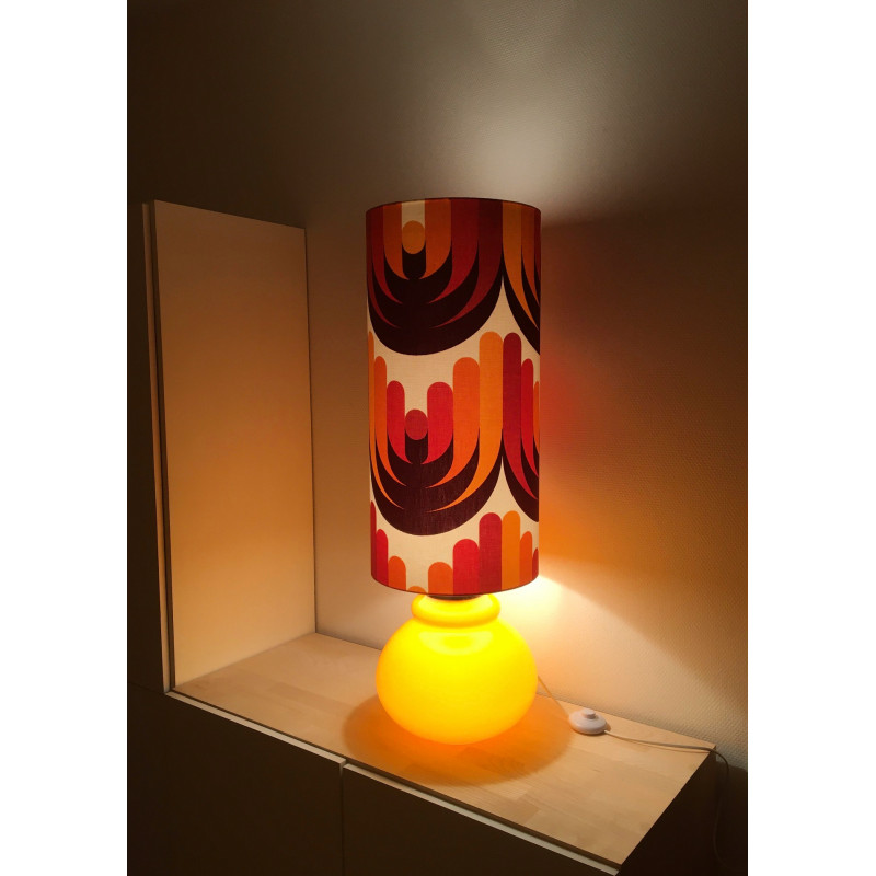 Desklamp Athénaïs - glass opalin orange / vintage fabric