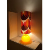 Lampe de table Athénaïs- opaline orange et tissu vintage