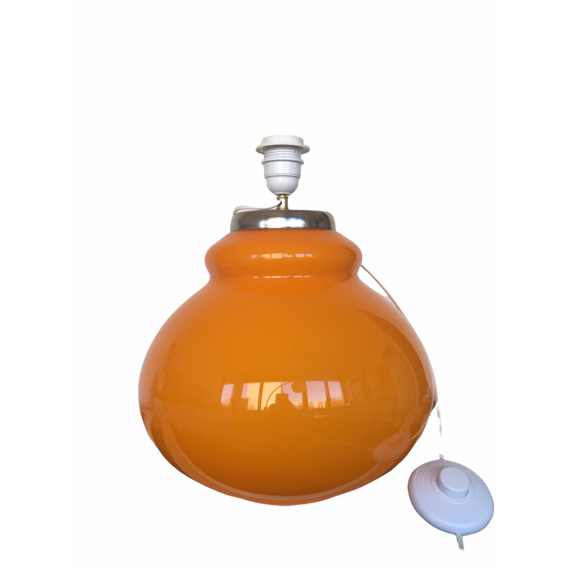 Desklamp Athénaïs - glass opalin orange / vintage fabric