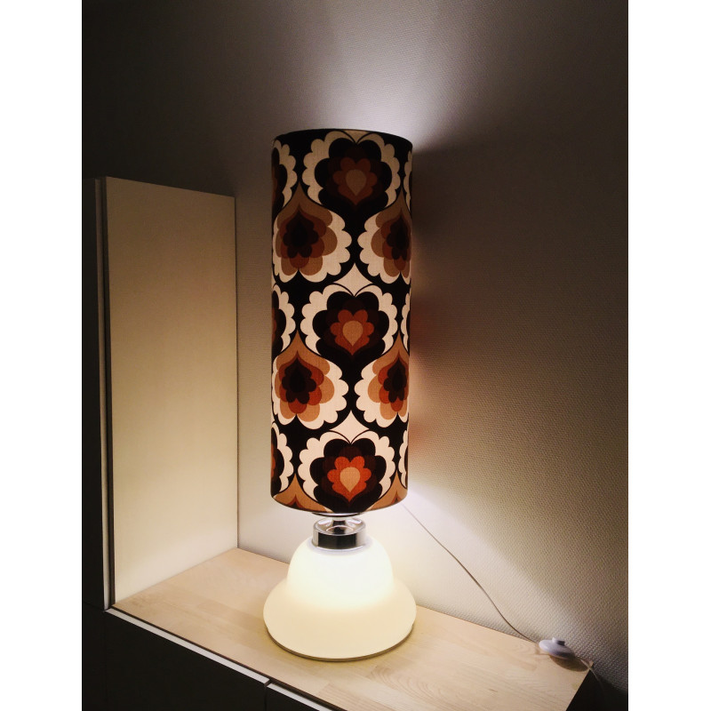 Floor Lamp white opalin glass Isis - vintage fabric