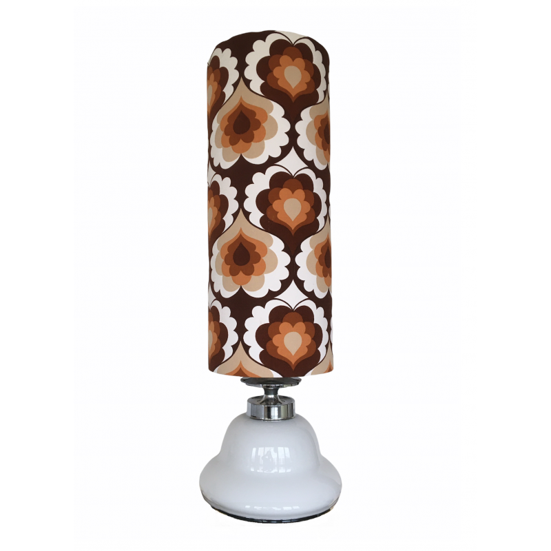 Lampe opaline blanche Isis - tissu vintage