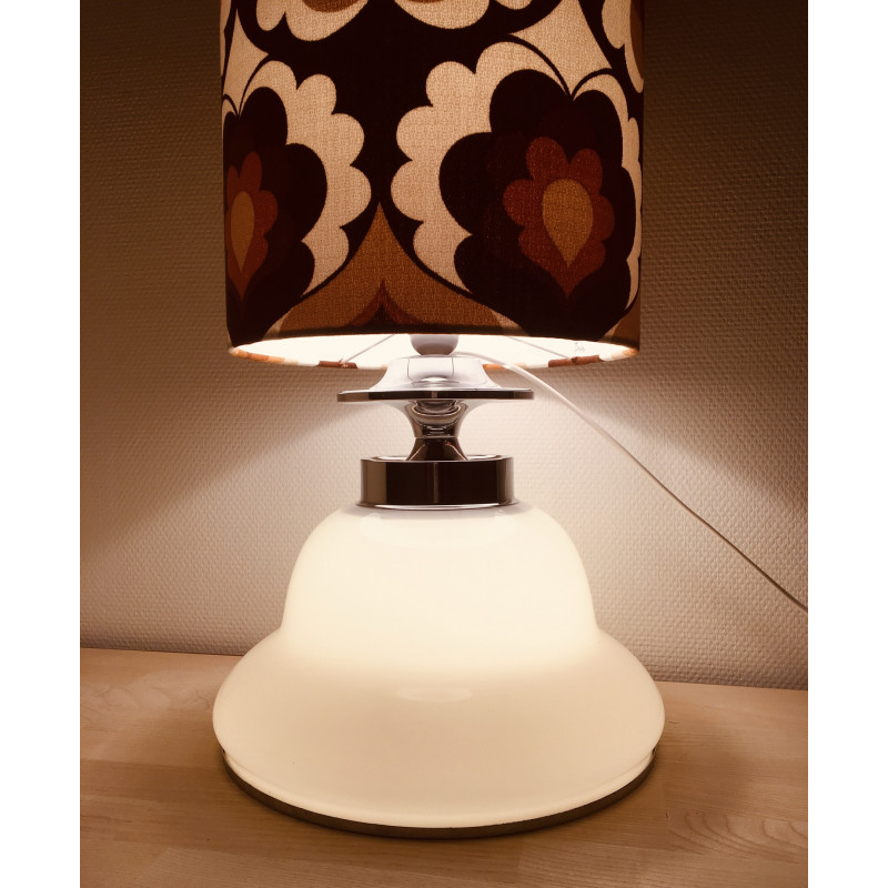 Floor Lamp white opalin glass Isis - vintage fabric