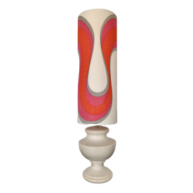 Lampe de table céramique et abat-jour tissu vintage