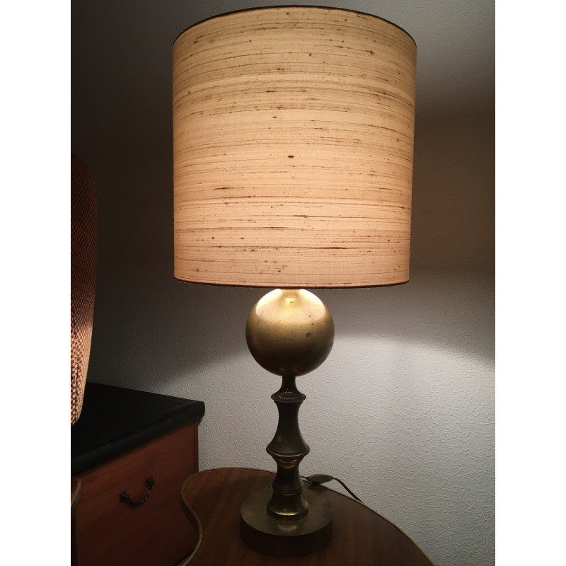 Desk Lamp Jupiter - silk and 70's brass