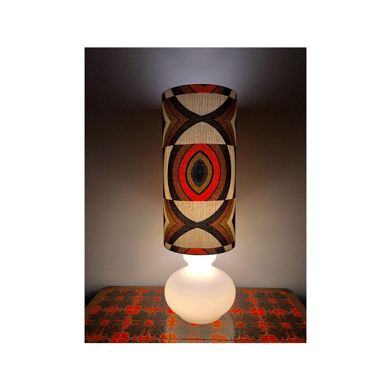 DeskLamp Parly - white glass opalin / vintage fabric