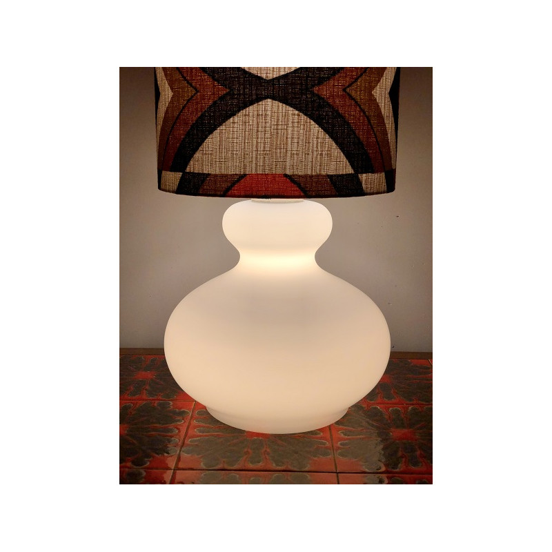 DeskLamp Parly - white glass opalin / vintage fabric