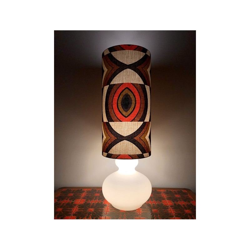 DeskLamp Parly - white glass opalin / vintage fabric