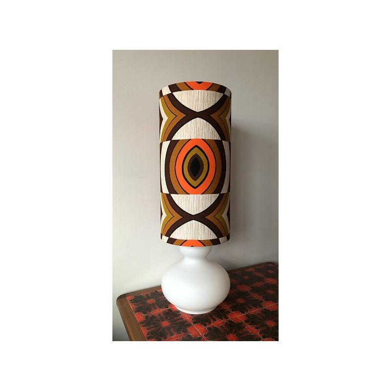 DeskLamp Parly - white glass opalin / vintage fabric