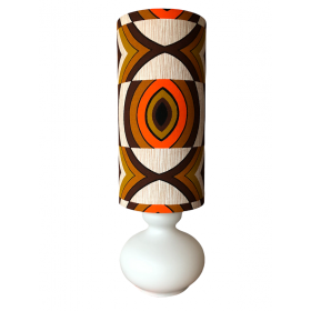 Lampe de table opaline abat-jour tissu vintage