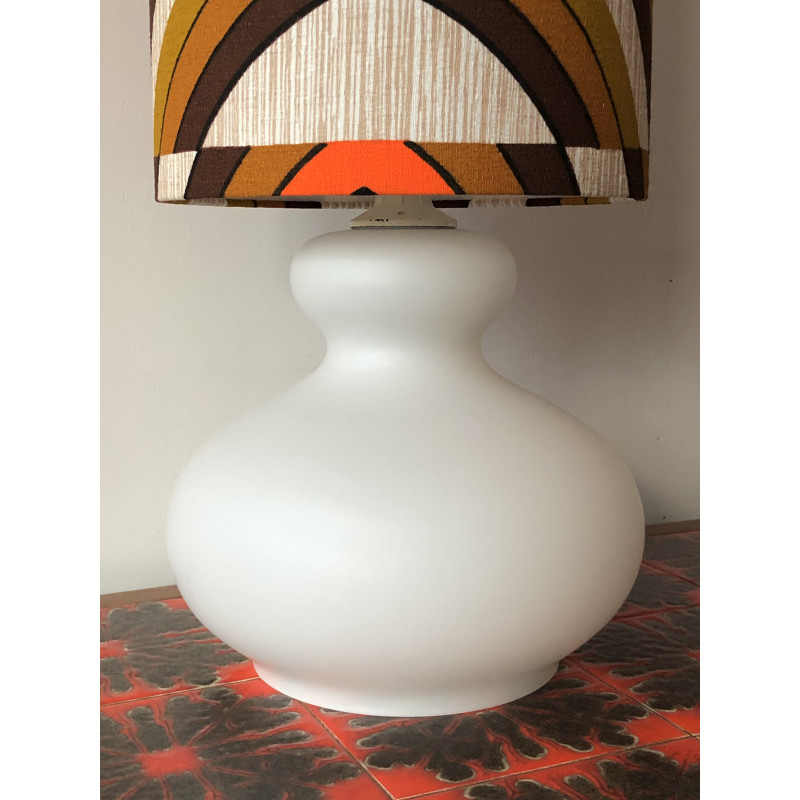 DeskLamp Parly - white glass opalin / vintage fabric