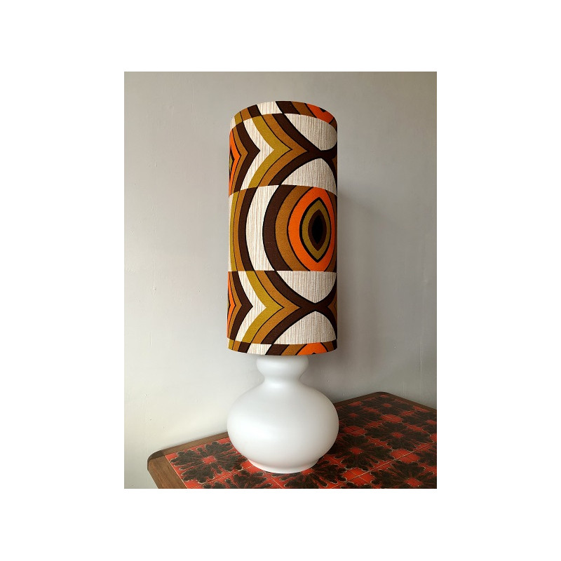 DeskLamp Parly - white glass opalin / vintage fabric