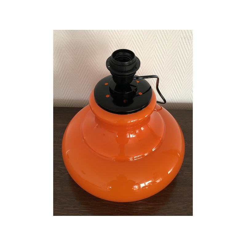 Desklamp Lucky  - glass opalin orange / vintage fabric