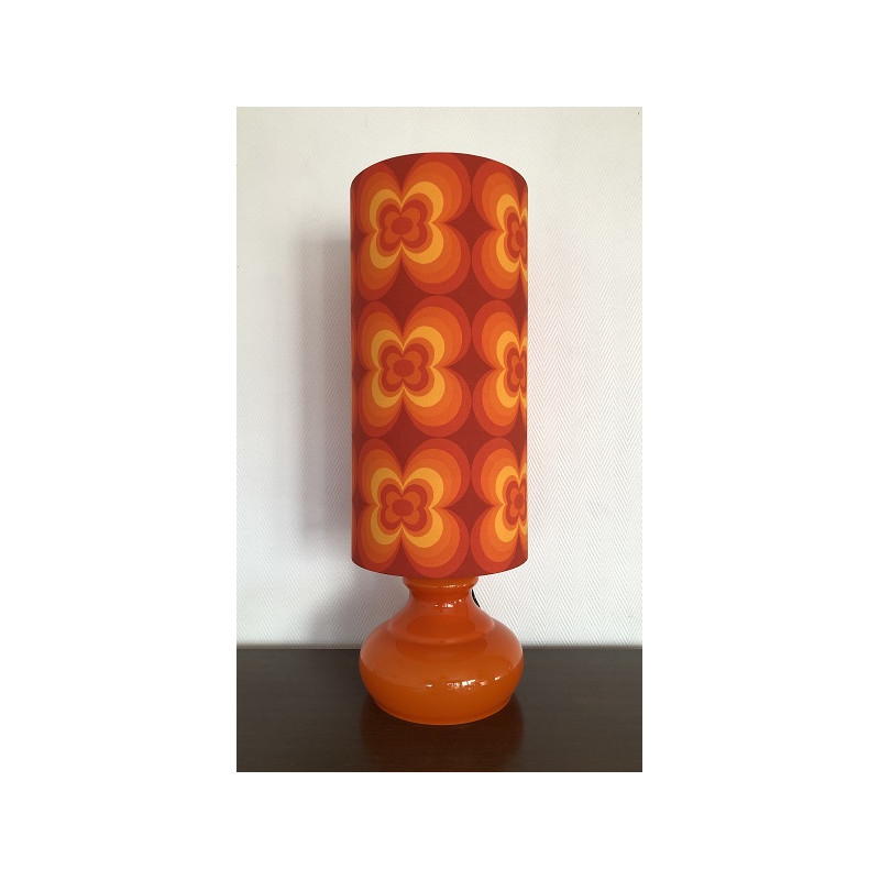 Desklamp Lucky  - glass opalin orange / vintage fabric