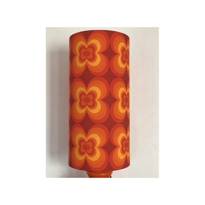 Desklamp Lucky  - glass opalin orange / vintage fabric