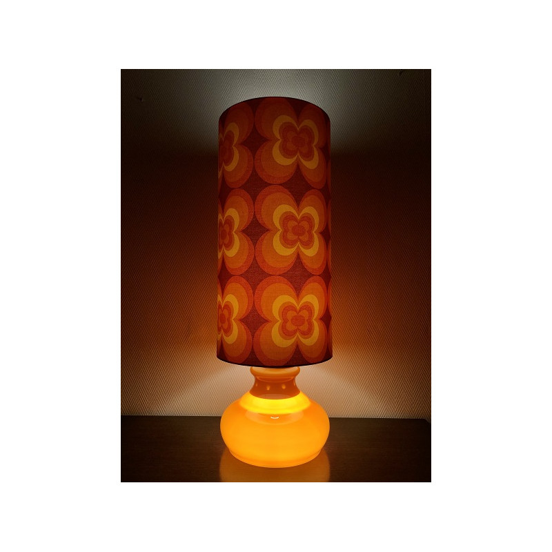 Desklamp Lucky  - glass opalin orange / vintage fabric