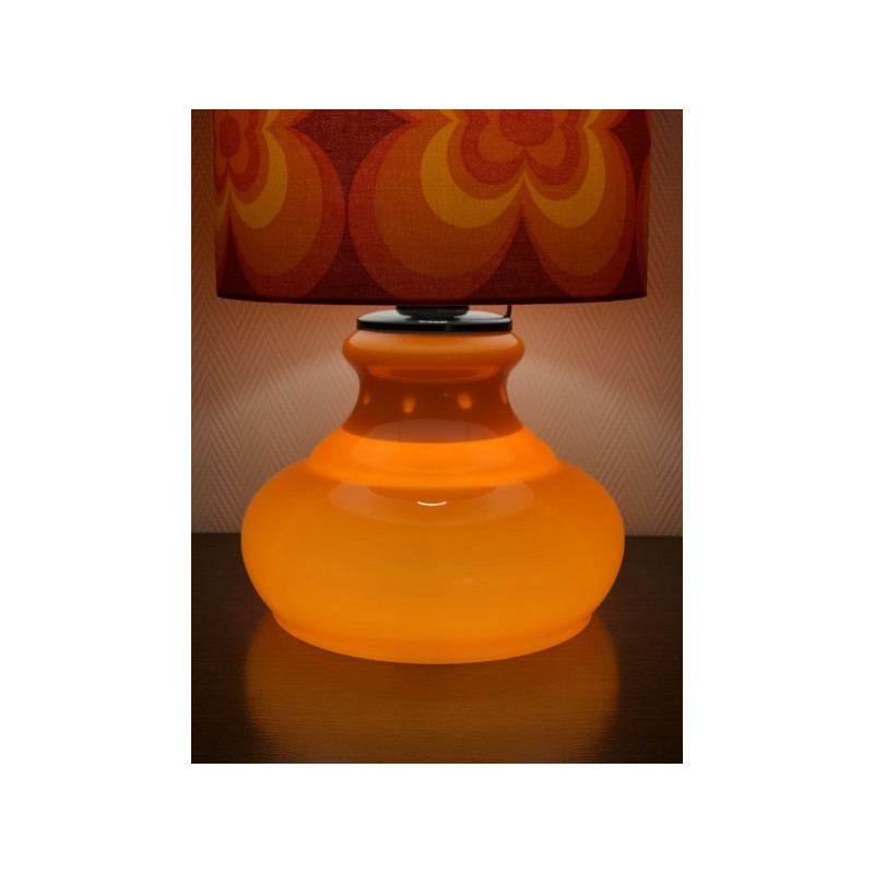 Desklamp Lucky  - glass opalin orange / vintage fabric