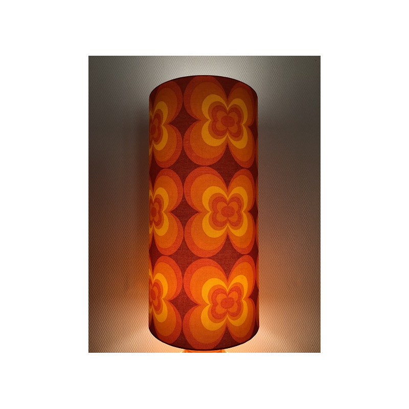 Desklamp Lucky  - glass opalin orange / vintage fabric