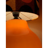 Lampe à poser opaline orange et tissu vintage MOMA