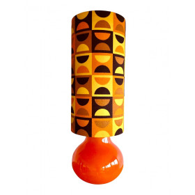 Lampe à poser opaline orange et tissu vintage MOMA