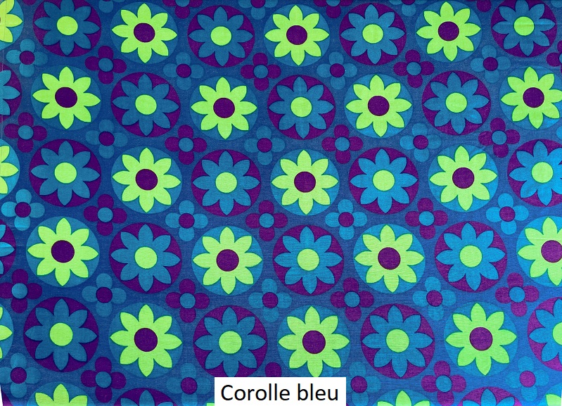 tissu vintage corolle-bleu