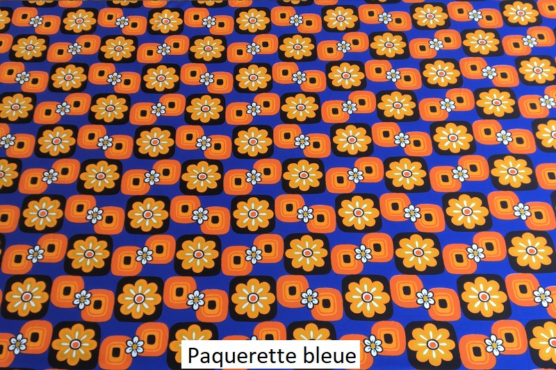 tissu vintage paquerette-bleue